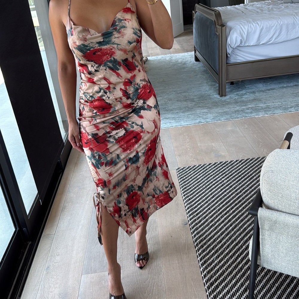 ACOA Vibrant Red and Beige Dress